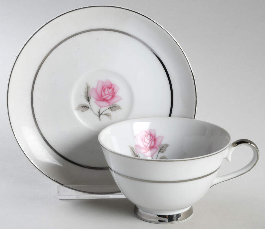 Majestic Rose Footed Cup & Saucer Set by Kessington-1
