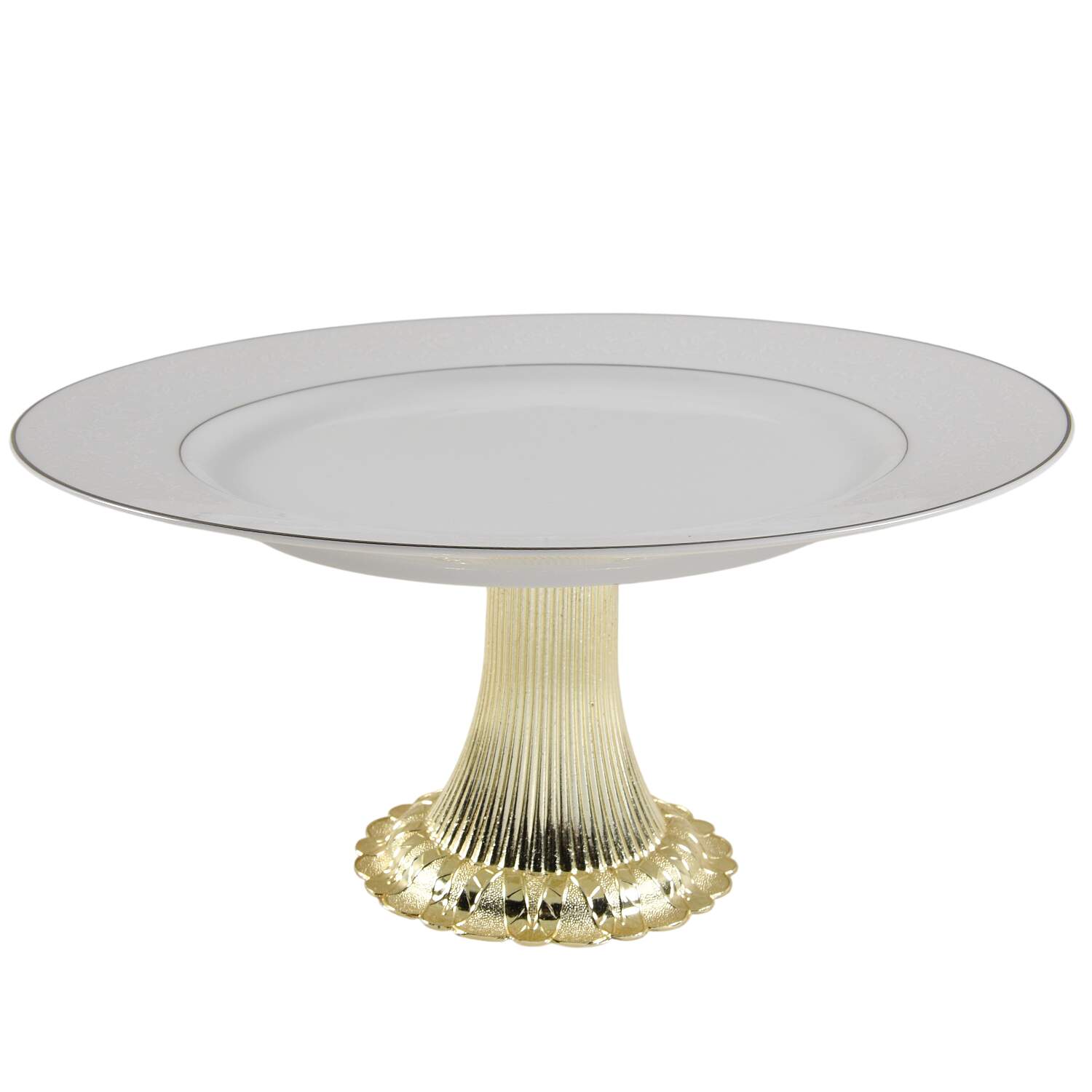 Petite Fleurs Cake Stand with 4"-5" Metal Pedestal  Hc by Kessington-1