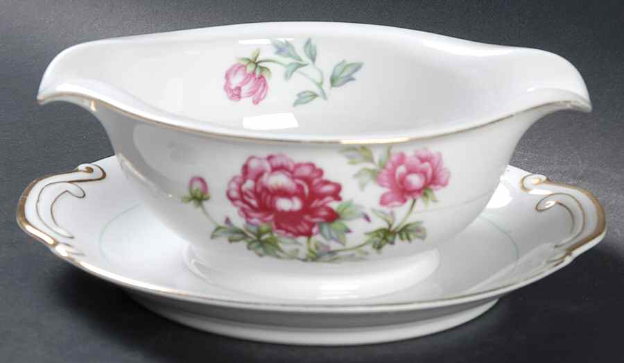 Peony Gravy Boat with Attached Underplate by Kyoto-1
