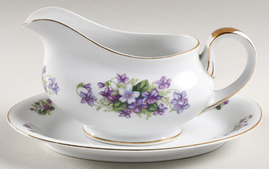 Violet Gravy Boat & Underplate/Relish by Kyoto-1