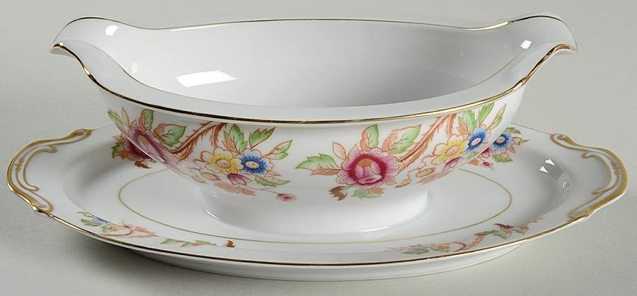 Exotique Gravy Boat with Attached Underplate by Korlis (Japan)-1