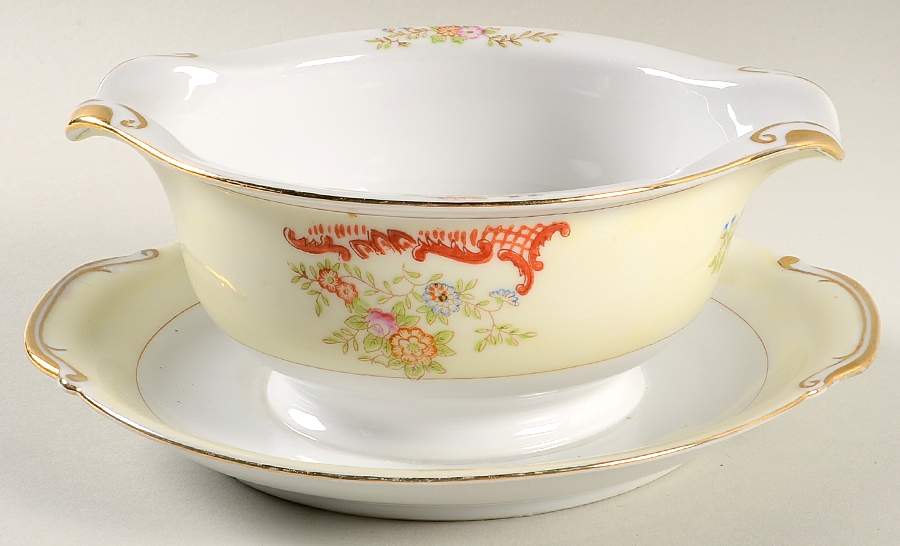 KRE4 Gravy Boat with Attached Underplate by Krescent (Japan)-1