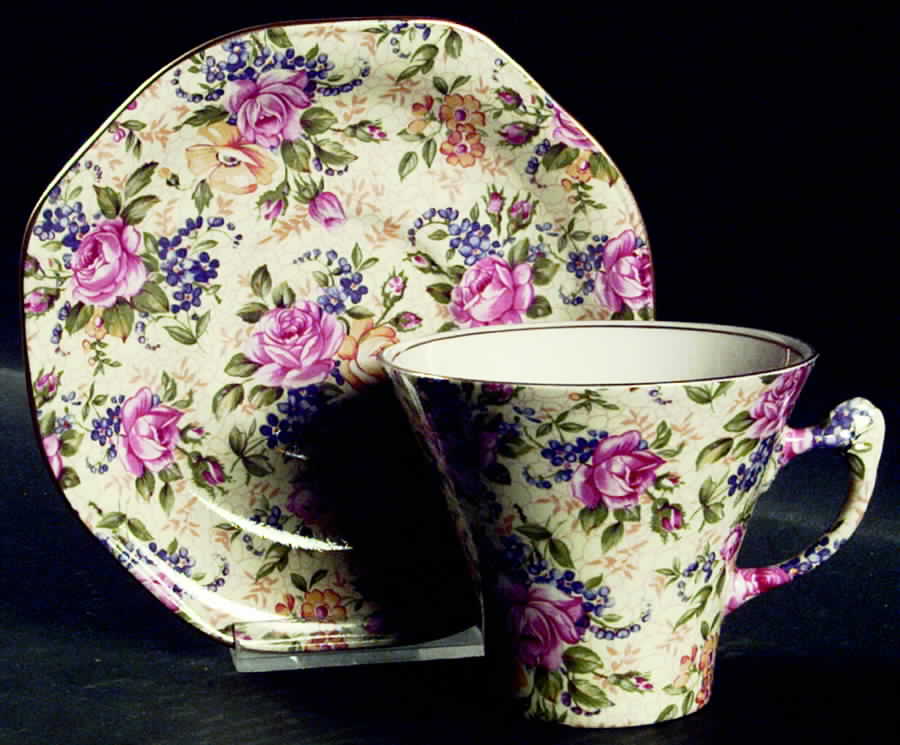 Ruth Kent (New, Majestic Shape) Flat Cup & Saucer Set by James Kent (England)-1