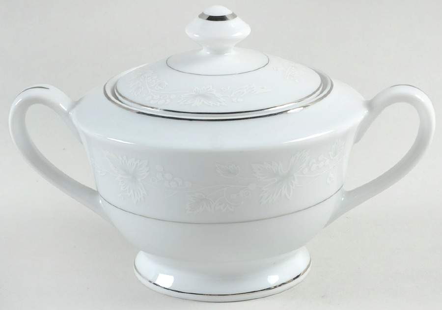 White Fantasy Sugar Bowl & Lid by Ken Kraft-1