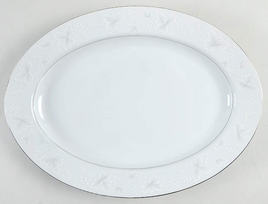 White Fantasy 14" Oval Serving Platter by Ken Kraft-1