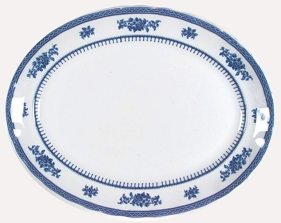 Shrewsbury Blue 16" Oval Serving Platter by Keeling & Co-1