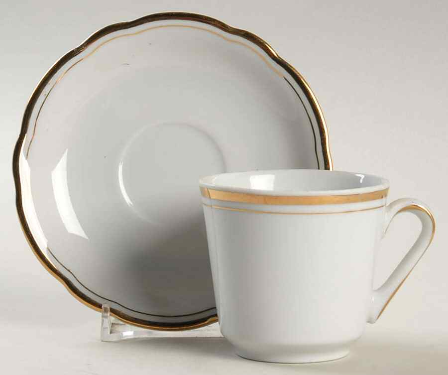 KHL21 (Gold Trim) Flat Demitasse Cup & Saucer Set by Kahla-1