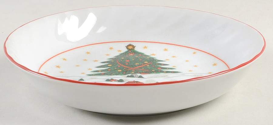 Christmas Pleasure (Scalloped, Red Trim) Coupe Soup Bowl by Kopin-1