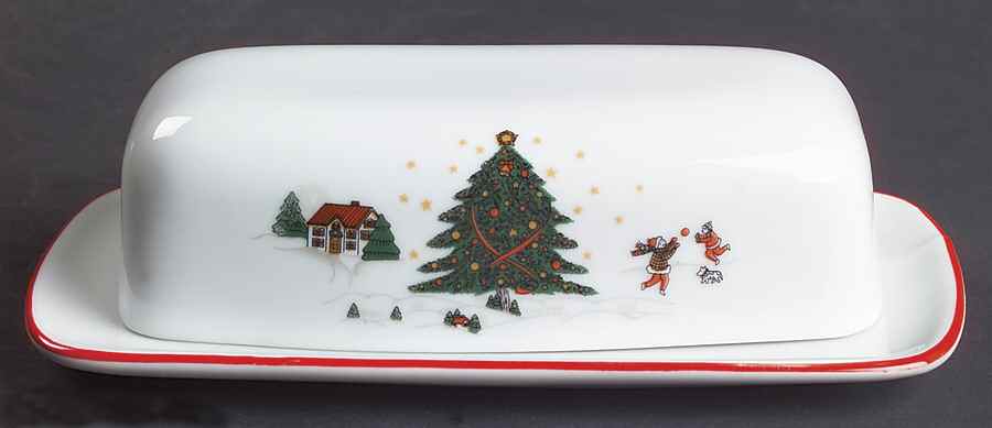 Christmas Pleasure (Scalloped, Red Trim) 1/4 Lb Covered Butter by Kopin-1