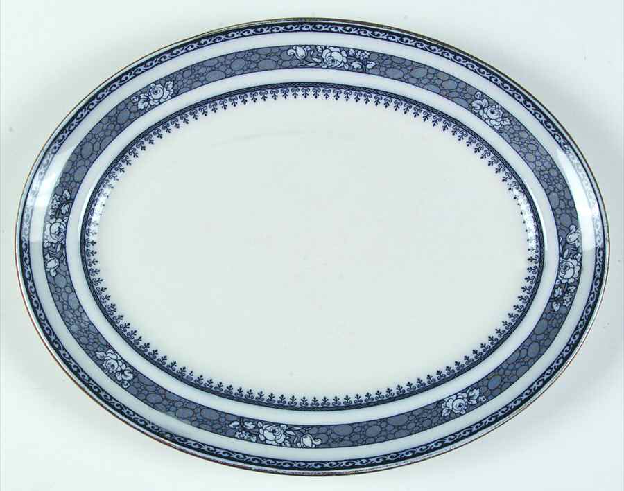Ormonde (Dark Blue) 11" Oval Serving Platter by Keeling & Co-1