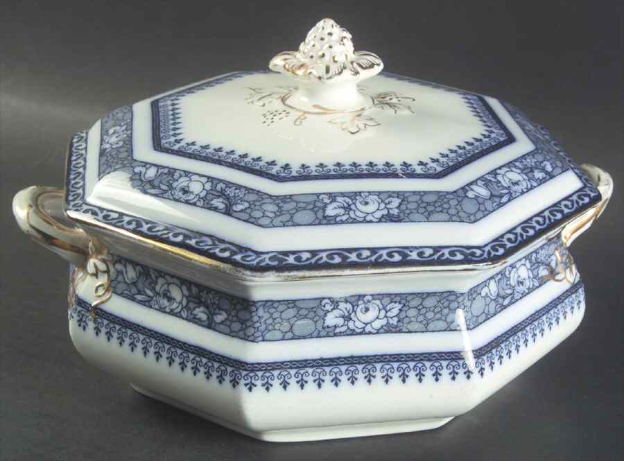 Ormonde (Dark Blue) Round Covered Vegetable by Keeling & Co-1