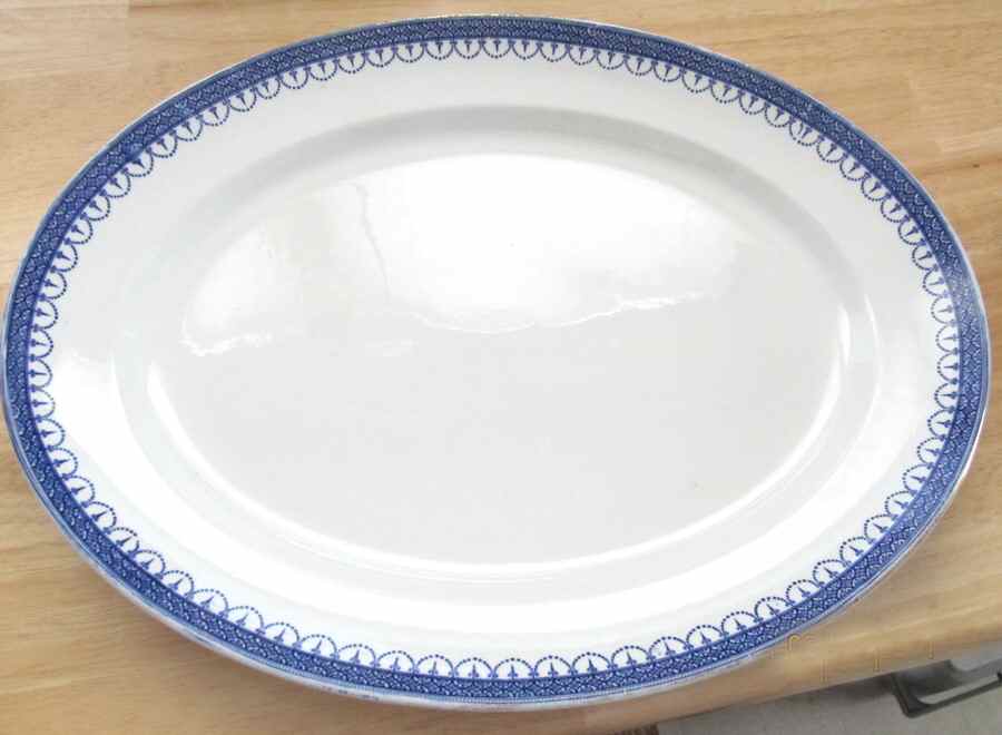 Claremont Blue (No Trim) 14" Oval Serving Platter by Keeling & Co-1
