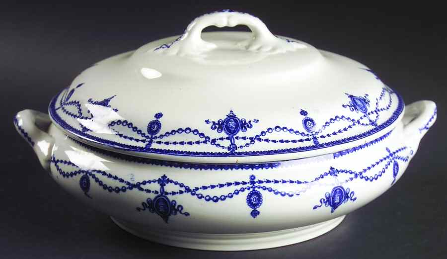 Ludgate Blue Round Covered Vegetable by Keeling & Co-1