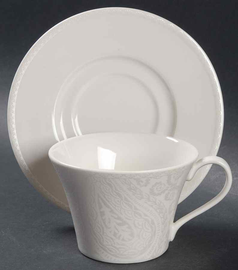 PAISLEY SHIMMER PLATINUM Flat Cup & Saucer Set by Kay Unger-1