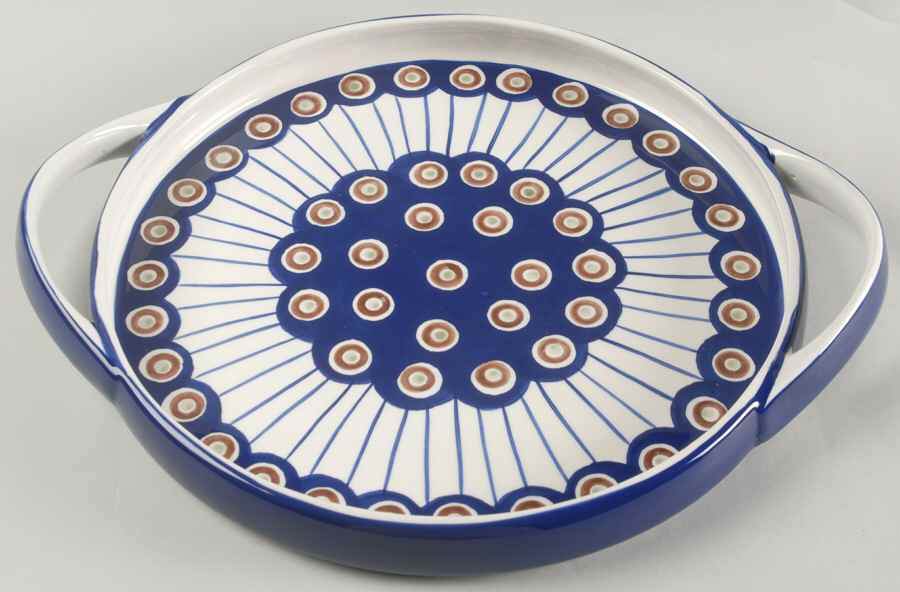 Circle 13" Handled Chop Plate (Round Platter) by Kent Pottery-1