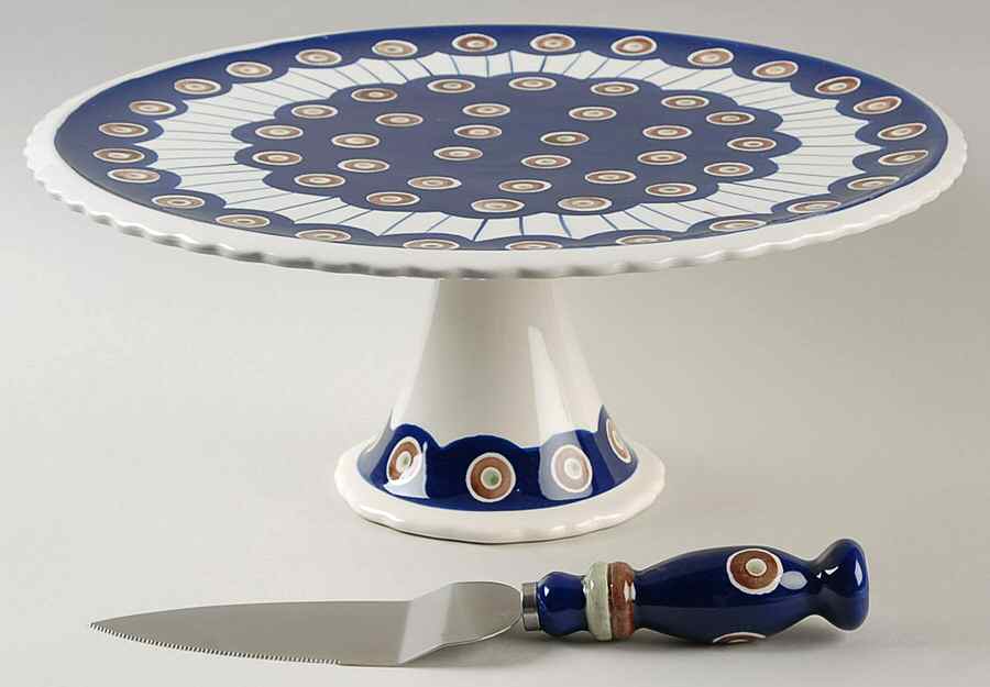 Circle 12" Pedestal Cake Stand & Server by Kent Pottery-1