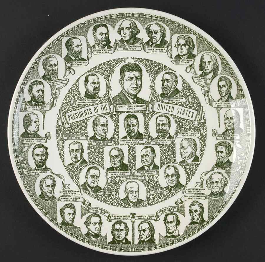 Presidents of the United States Dinner Plate by Kettlesprings Kilns-1