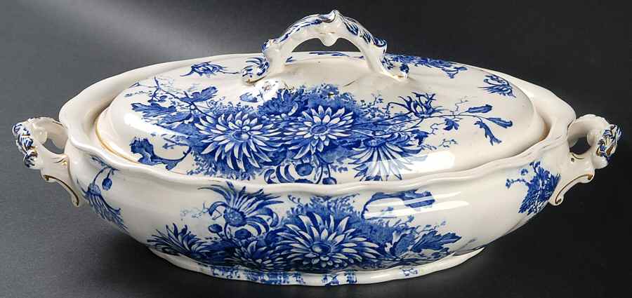 Daisy (Gold Trim) Oval Covered Vegetable by Keeling & Co-1