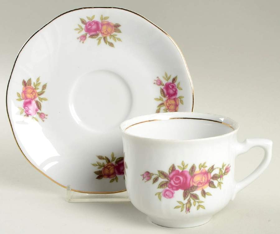 KRA1 Flat Cup & Saucer Set by Korona (Poland)-1
