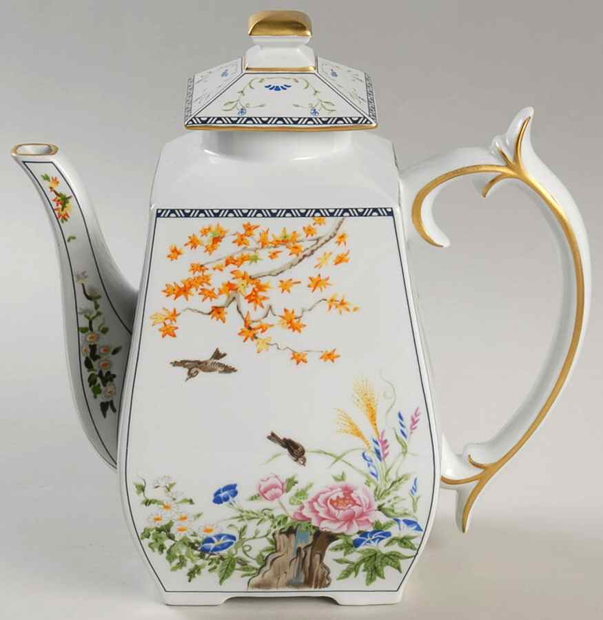 Birds & Flowers of the Orient Coffee Pot & Lid by Franklin Mint-1