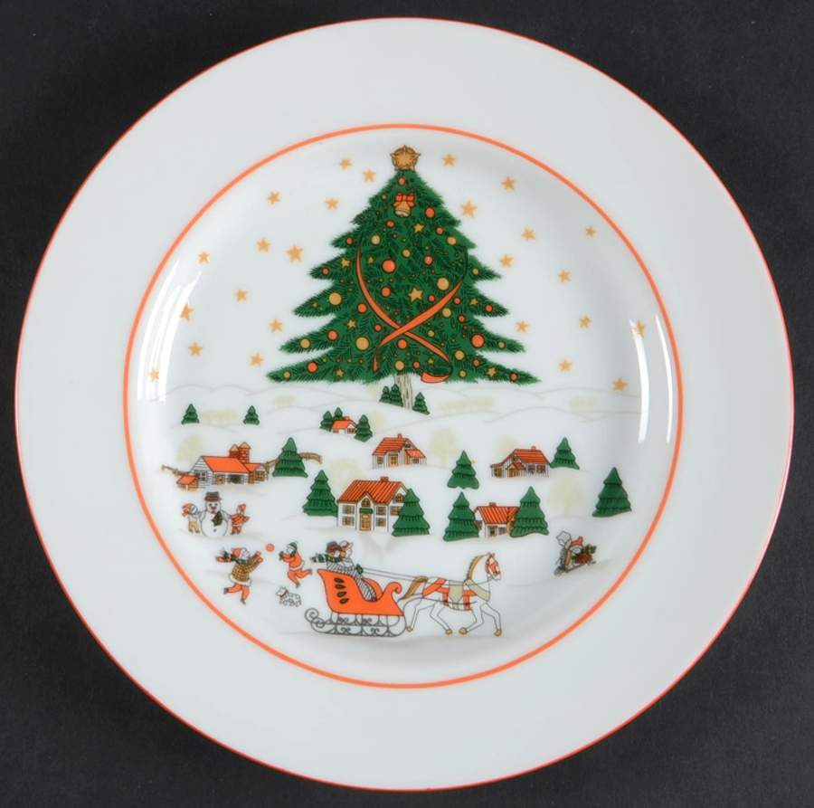 Christmas Pleasure (Smooth, Orange Trim) Salad Plate by Kopin-1