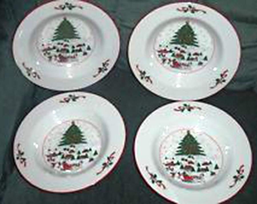 Christmas Pleasure (Smooth, Orange Trim) Rim Soup Bowl by Kopin-1
