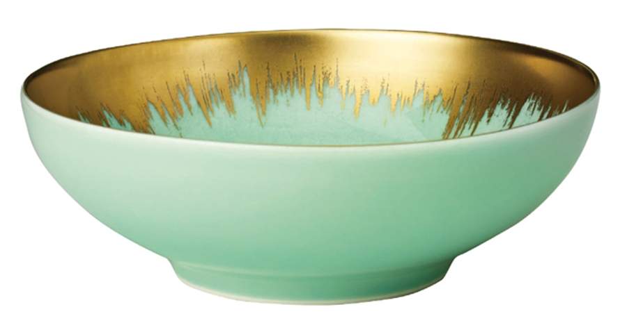 Aura Sea Glass Gold Brushstroke Soup/Cereal Bowl by Kim Seybert-1
