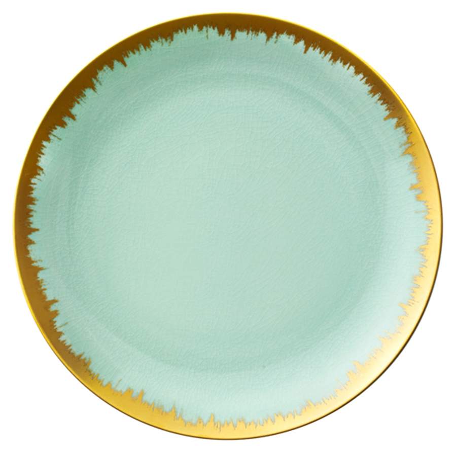Aura Sea Glass Gold Brushstroke Dinner Plate by Kim Seybert-1
