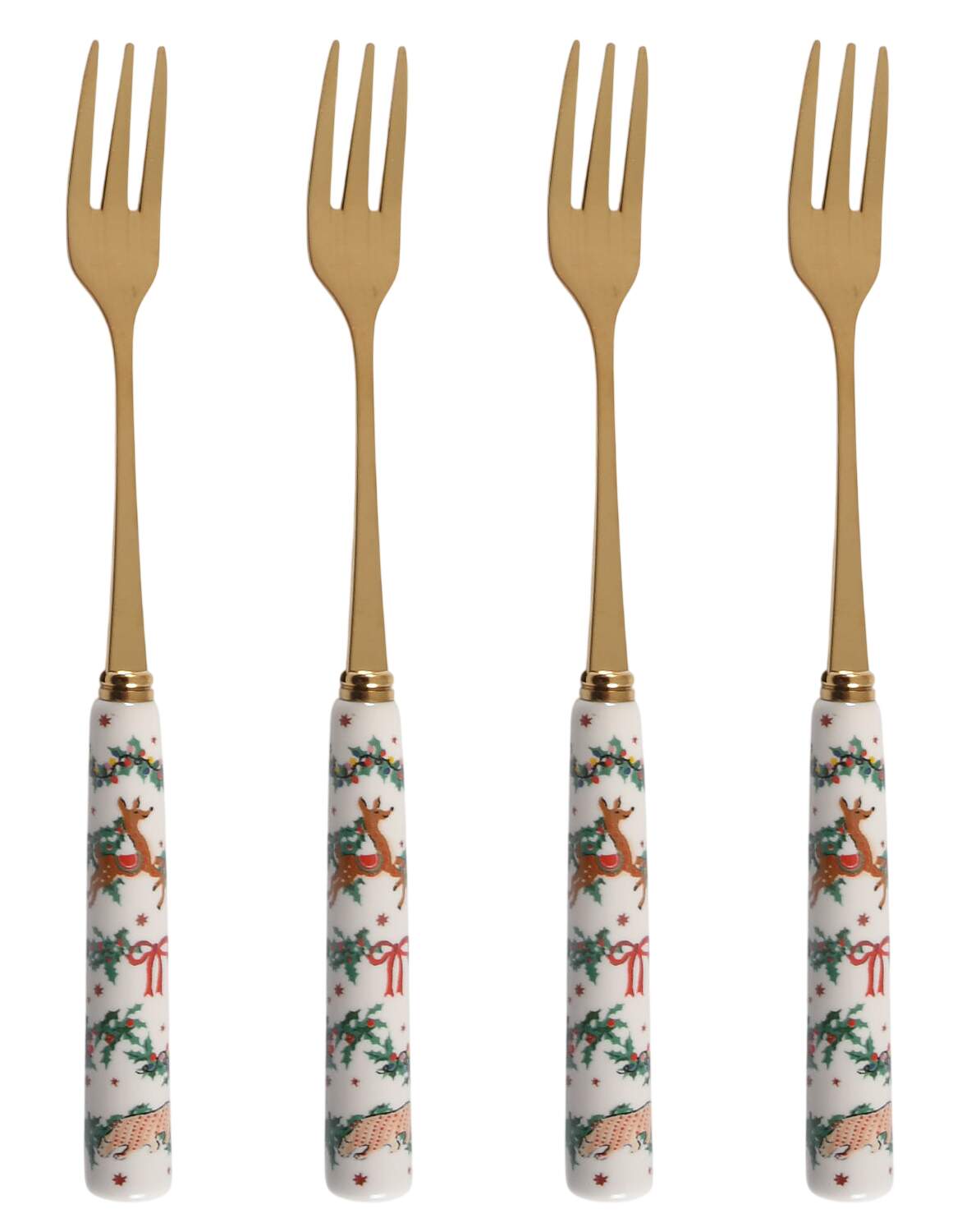 Christmas Collection Stainless Tine Individual Cake Fork - Set of 4 by Cath Kidston-1
