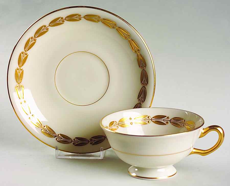 Antoinette Ivory Footed Cup & Saucer Set by Lenox-1