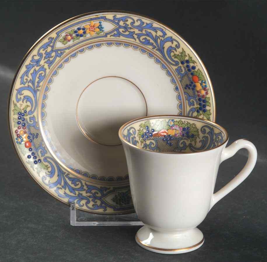 The Autumn (Black Or Green Stamp) Footed Demitasse Cup & Saucer Set by Lenox-1