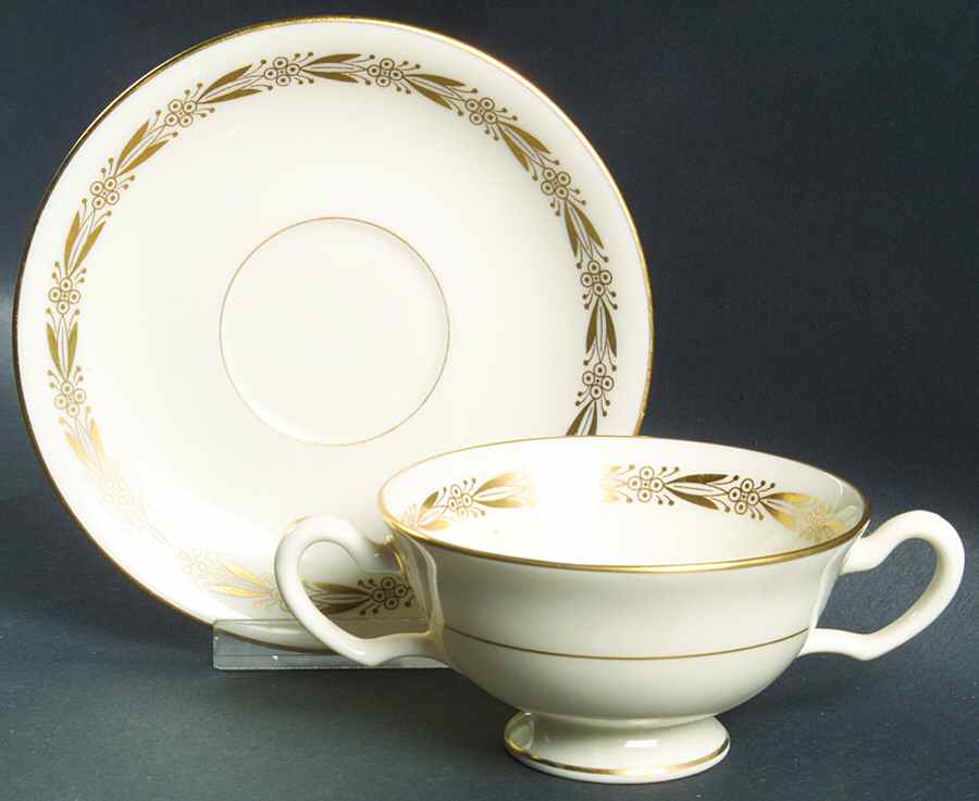 Barclay (Cream) Footed Bouillon Cup & Saucer by Lenox-1