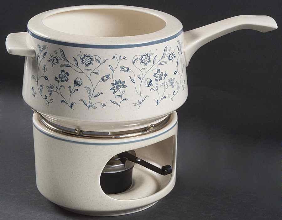Blue Breeze Open Fondue Pot w/Warmer Stand,Metal Rack & Burner by Lenox-1