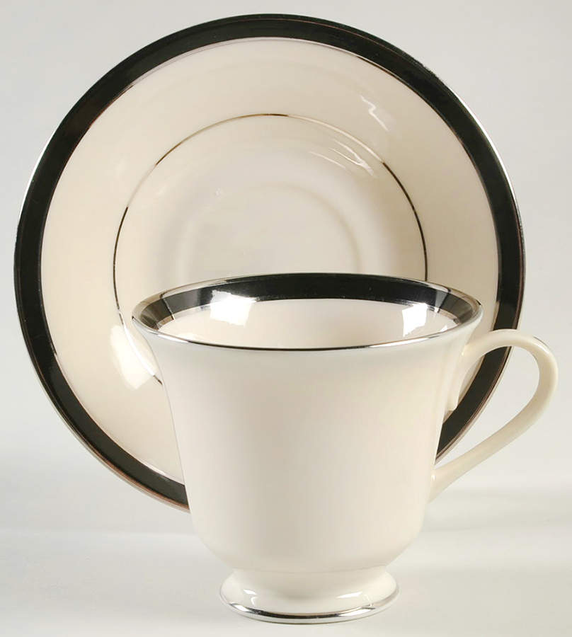 Black Royale Footed Cup & Saucer Set by Lenox-1