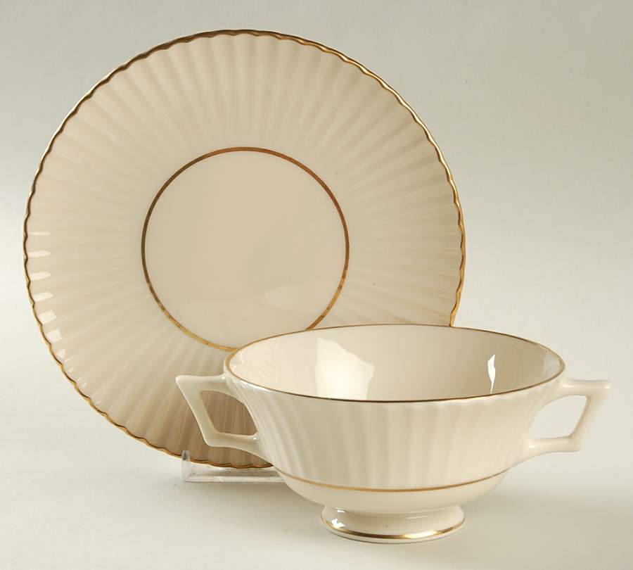 Citation Gold Footed Cream Soup Bowl & Saucer Set by Lenox-1
