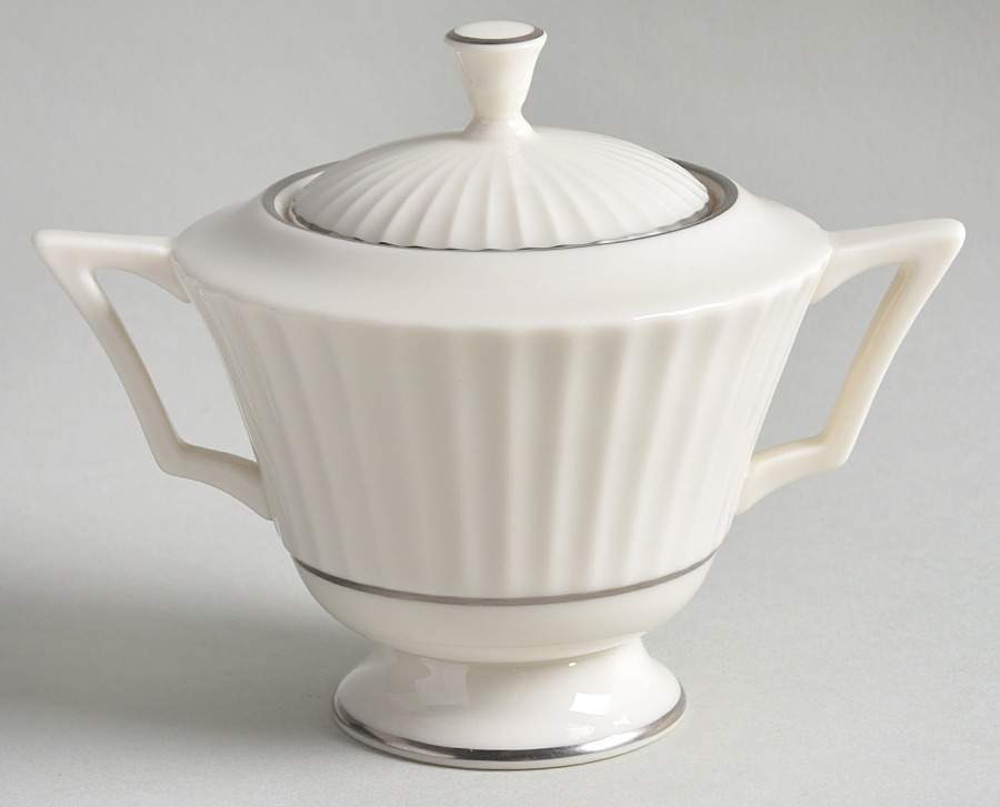 Colonnade Platinum Sugar Bowl & Lid by Lenox-1