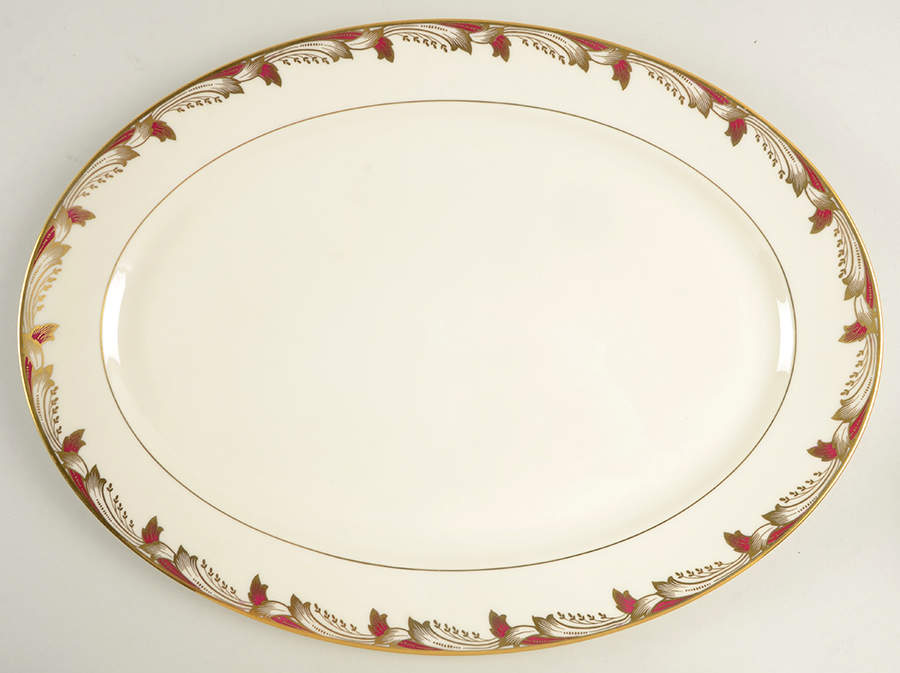 Essex Maroon (Smooth) 17" Oval Serving Platter by Lenox-1