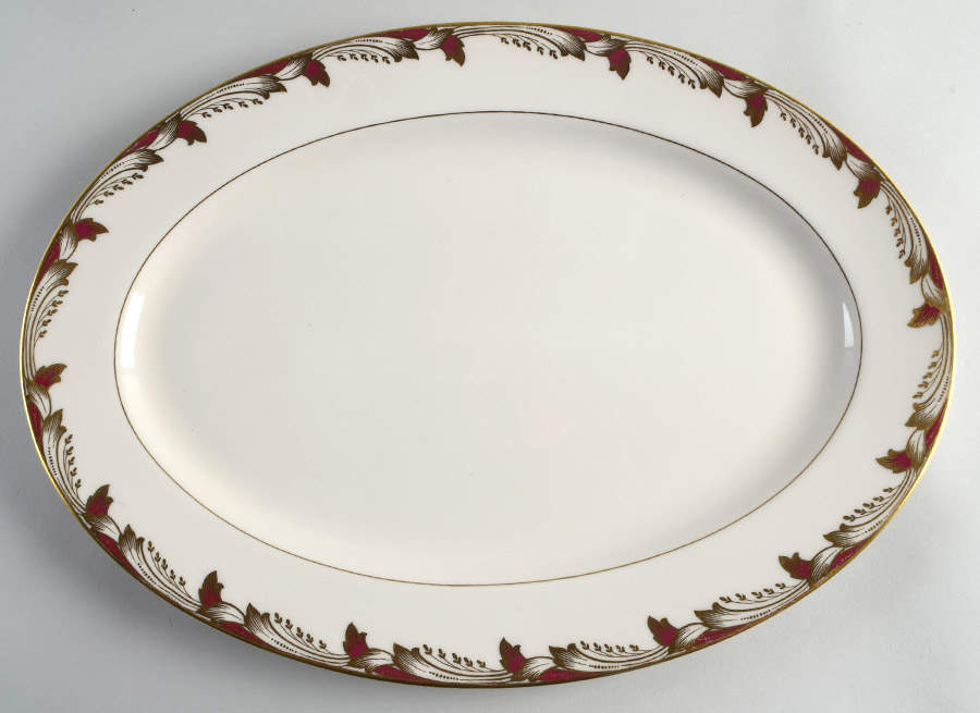 Essex Maroon (Smooth) 16" Oval Serving Platter by Lenox-1
