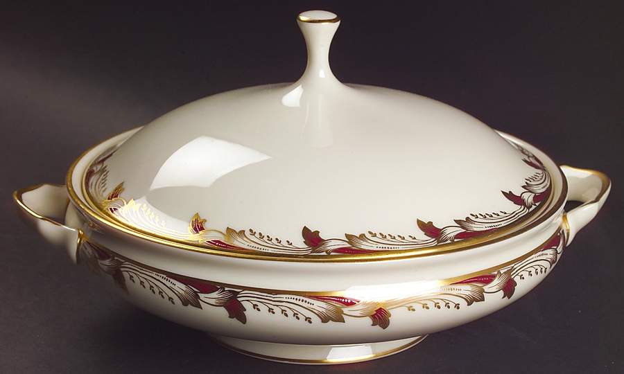 Essex Maroon (Smooth) Round Covered Vegetable by Lenox-1