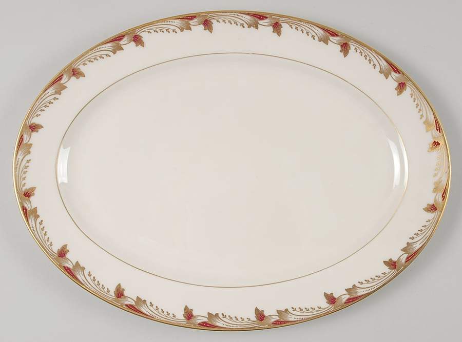Essex Maroon (Smooth) 13" Oval Serving Platter by Lenox-1