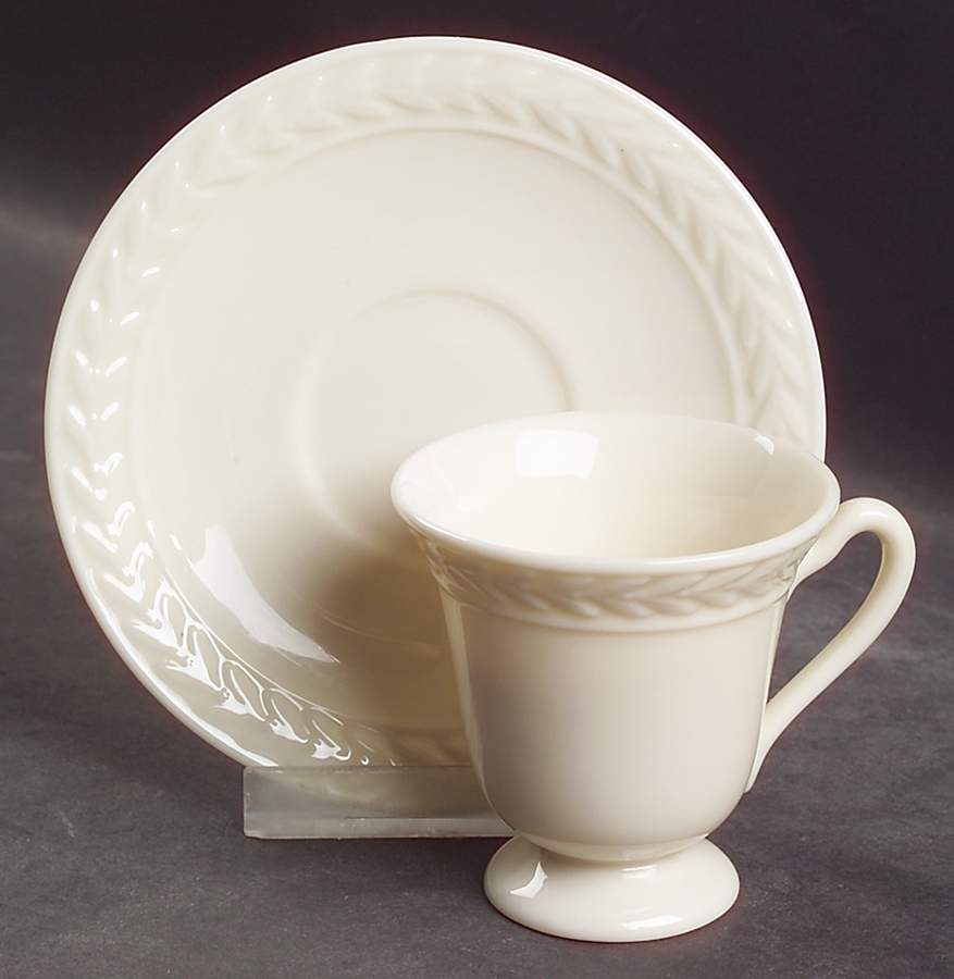 Fontaine White Footed Demitasse Cup & Saucer Set by Lenox-1