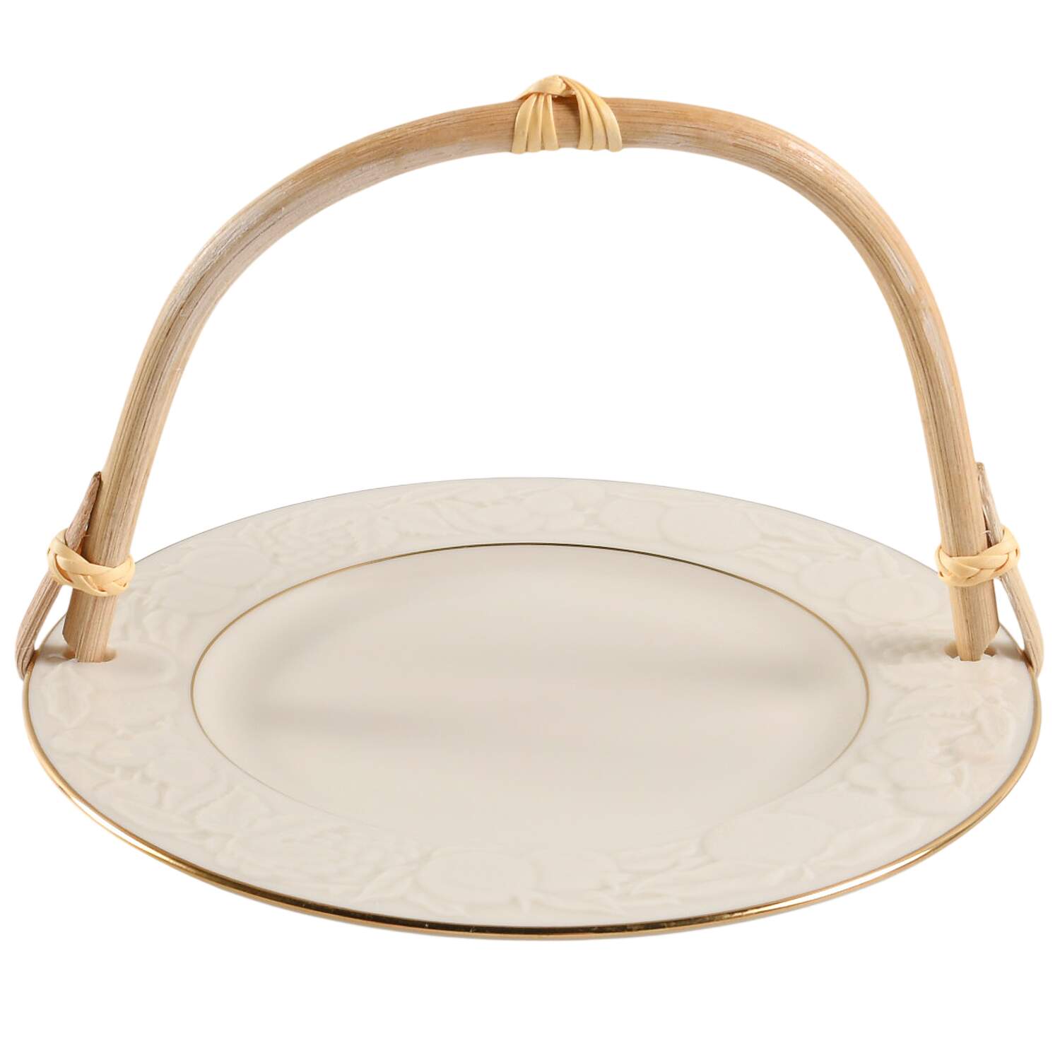 Fruits of Life 5 3/8"-5 5/8" Bamboo Handled Serving Plate  HC by Lenox-1