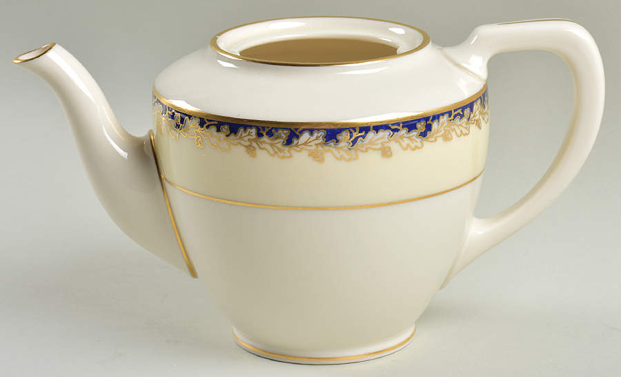 Oakleaf Cobalt Blue (Cream Rim, G319B) Teapot No Lid by Lenox-1