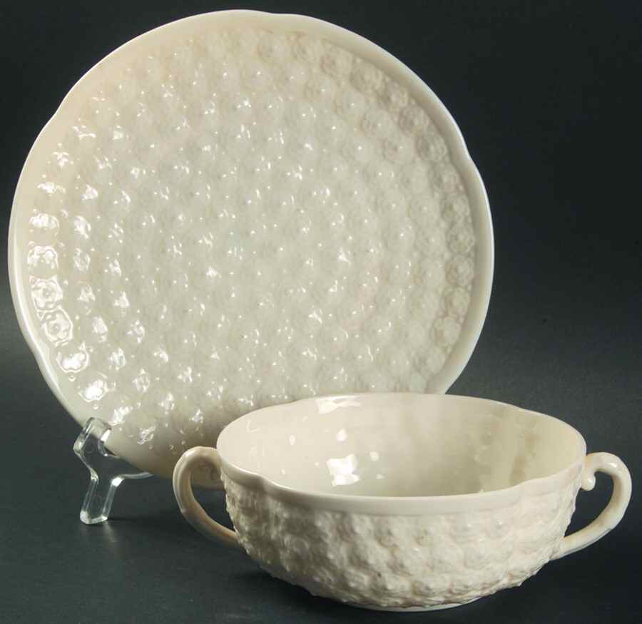 Hawthorne White Flat Cream Soup Bowl & Saucer Set by Lenox-1