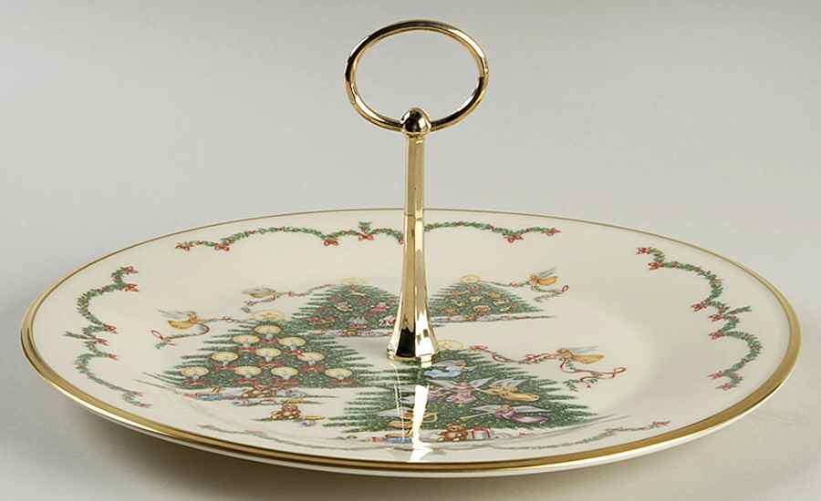 Joys of Christmas Giftware Round Serving Plate with Handle (DP) by Lenox-1