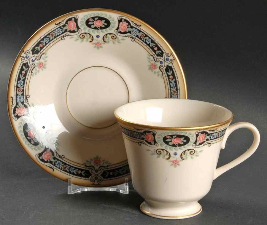 Kent Gardens Footed Cup & Saucer Set by Lenox-1