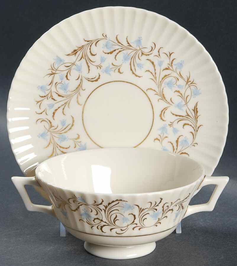 Lafayette Footed Cream Soup Bowl & Saucer Set by Lenox-1