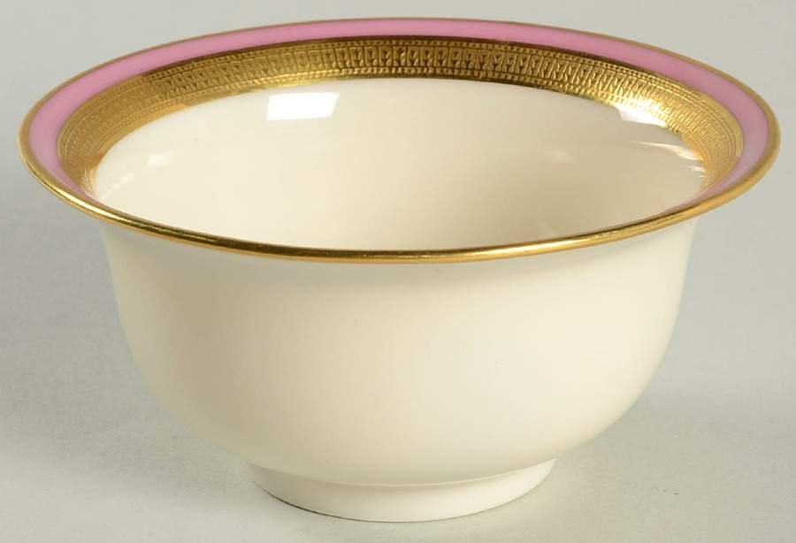 Lenox Liners (Cream, Gold Trim) Encrusted Pink Band Bouillon Liner by Lenox-1