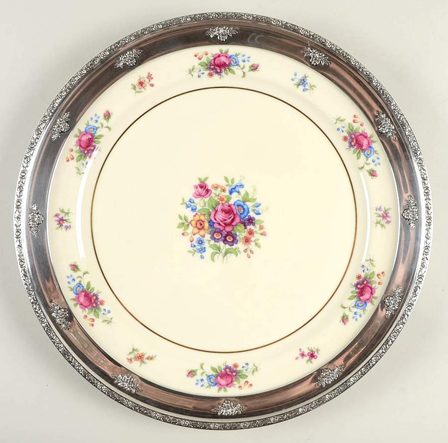 Lenox Rose 14" Round Chop Platter w/Sterling Rim by Lenox-1