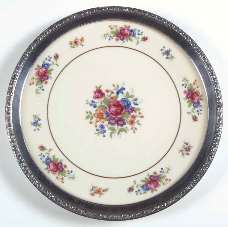 Lenox Rose Sterling Rim Cake Plate by Lenox-1